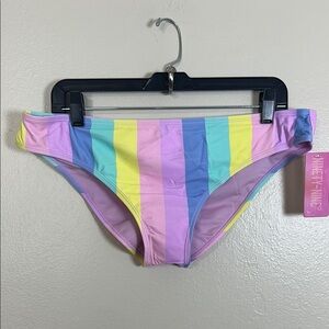 NEW Ninety‎ Nine Degrees Pastel Rainbow Striped Bikini Bottom